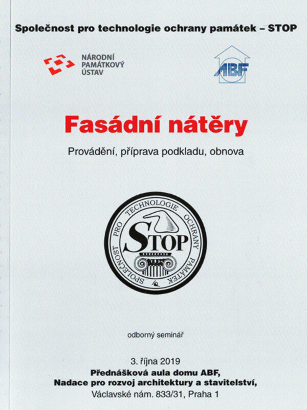 Nový sborník Společnosti pro technologie ochrany památek – STOP se týká problematiky fasádních nátěrů.
