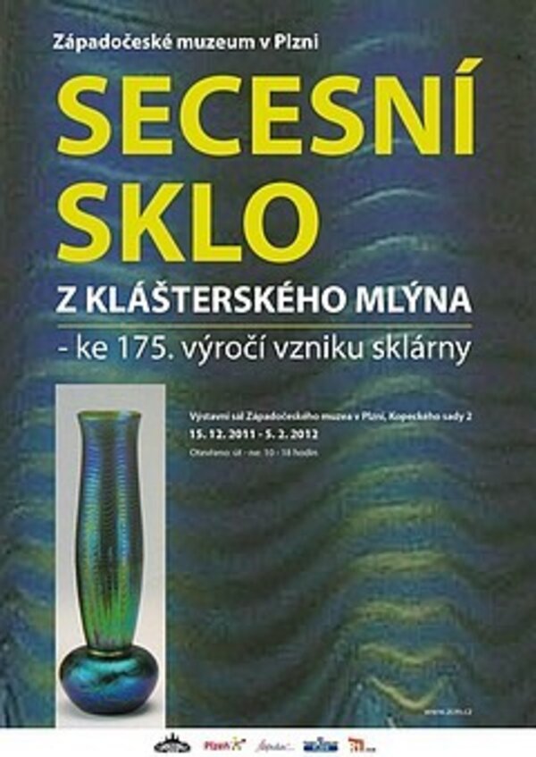 Plákat, který zve na výstavu u příležitosti 175. výročí vzniku sklárny v Klášterském mlýně.